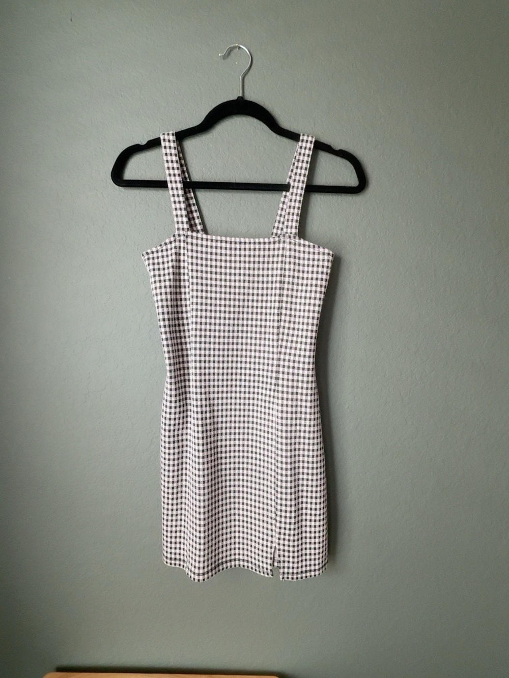 Bershka Black White Gingham Check Mini Dress XS